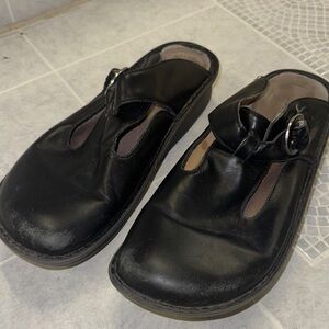 Alegria Black Leather Mules